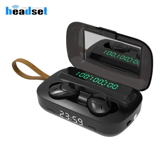 Bluetooth trådlösa hörlurar 51 Touch hörlurar M13 TWS Ear Buds Stereo IPX7 Vattentäta öronsnäckor med ficklampsklocka Mirror5272222