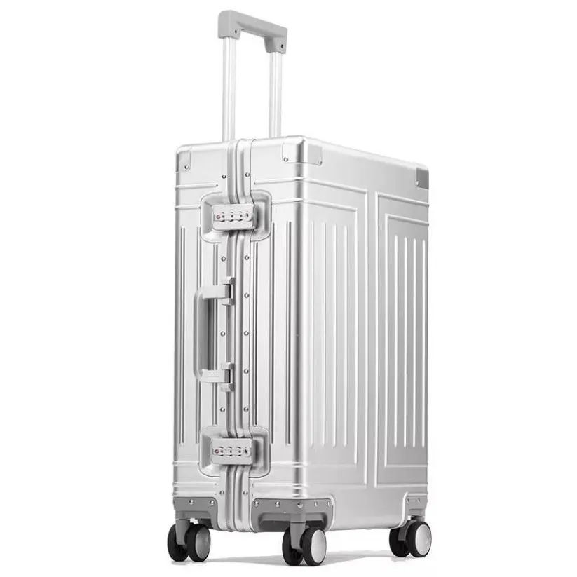 Valises Top qualité en aluminium voyage bagages affaires chariot valise sac Spinner embarquement continuer à rouler 20 24 26 29 pouces 255y