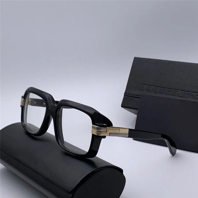 빈티지 레전드 반짝이는 블랙 골드 플라스틱 스퀘어 안경 안경 607 Sonnenbrille 남자 선글라스 box296u