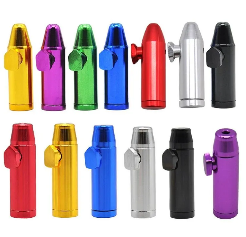 Bullet Rocket Shaped Snuff Snorter Sniff Dispenser Aluminium Metal Nasal Endable For Tobacco Cigarette Smoking Pipe6348800