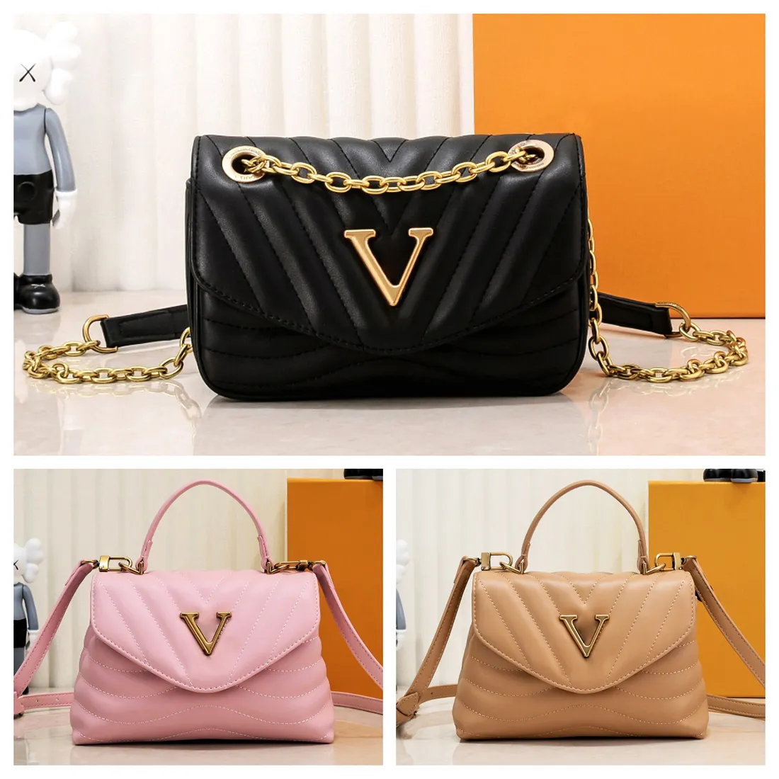 Mirror quality New Wave Shoulder Bag Women Designer mini crossbody chains bag phone bag Fashion Luxury handbag v shaped quilted leather mini Shoulder bag wallet