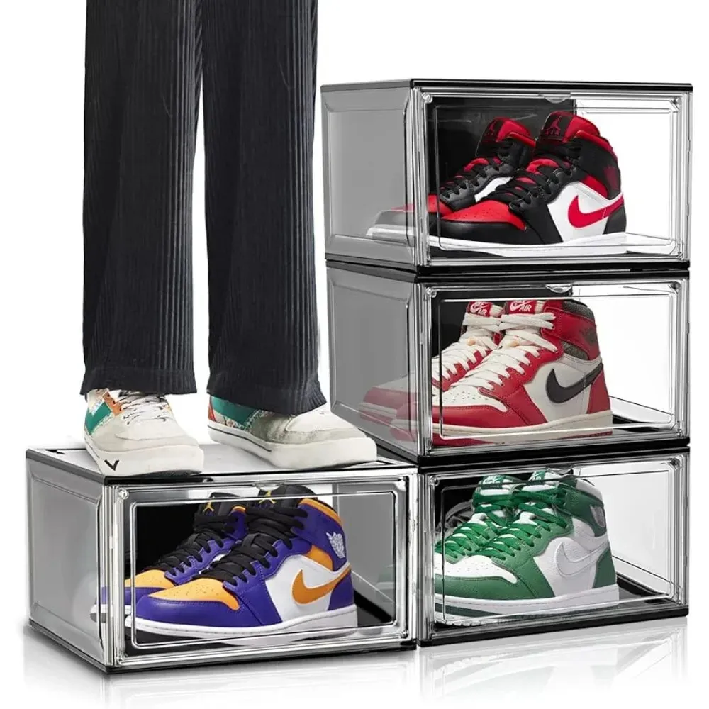 4 Pack Sneaker Storage för sneakerheads med magnetisk dörr 240306