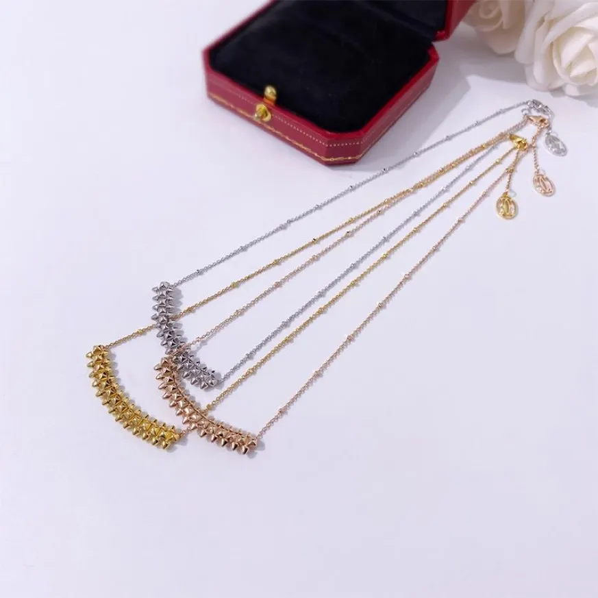 Neue Ankunft Mode schöner Nagelkristall für Frauen Halskette Schmuck Schraube großer Kuchen Schlüsselblatt Silber Halskette Kette Damengeschenk271z