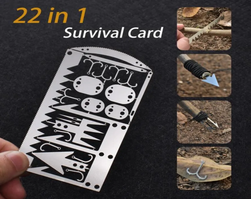 EDC Kit 22 In 1 Vistuig Creditcard MultiTool Outdoor Kampeeruitrusting Survival Gereedschap Jacht Emergency Survival5305995