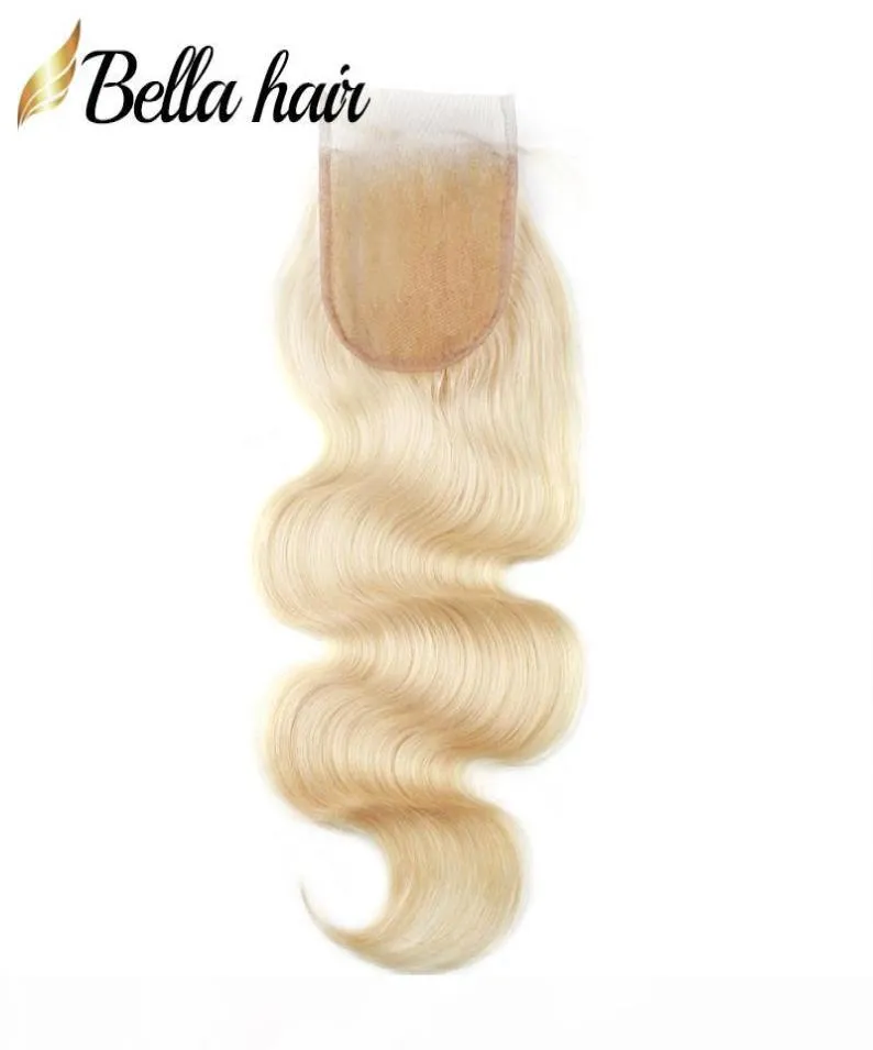 613 Blond Top Spitzenverschlüsse Brasilianische Reine Haarverlängerungen Verschluss Körperwelle 4x4 5x5 100 Echthaarverschlüsse mit Babyhaar Bel7336089