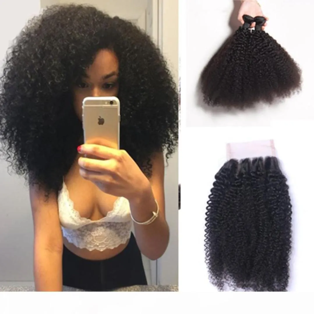 8A Grade Brazilian Hair Kinky Curl Virgin Human Hair Afro Kinky Weave 3 Bundles Unprocessed Natural Color Hair Extensions With Clo8910355