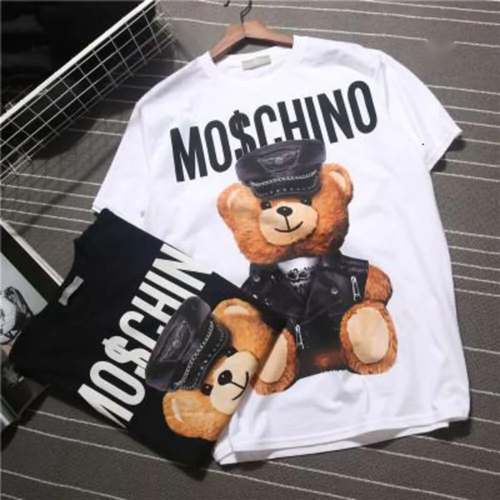 Moschino Herren Europ T-Shirt Desgn Hot Summer Baumwolle Bär Grafikstil Muster Trendy mit Buchstaben T-Shirts Kurzarm Casual Shirts T-Shirt Damen Tops ZHVJ