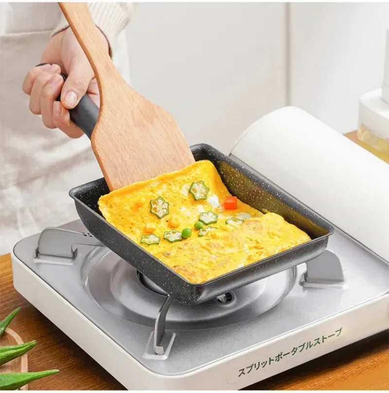 Maifan Stone Frying Pan Nonstick Pans Square Cast Iron Cookware Breakfast Egg Roll Skillet Cooking Pot Non Stick 240308