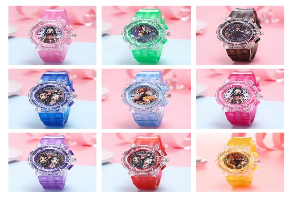 Neueste Demon Slayer039s Blade Watch Kitchen Gate Tanjiro Nidouzi My Wife Zenyi Inosuke Anime LED Luminous Watchs8432615