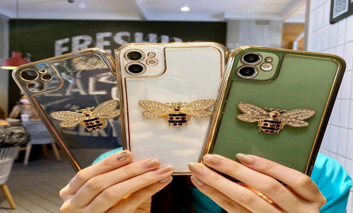 3D Diamond Bee Chrome Clear Soft TPU Phone Cases para iPhone 12 11 Pro ProMax X XS Max 7 8 Plus Case Cover6313079