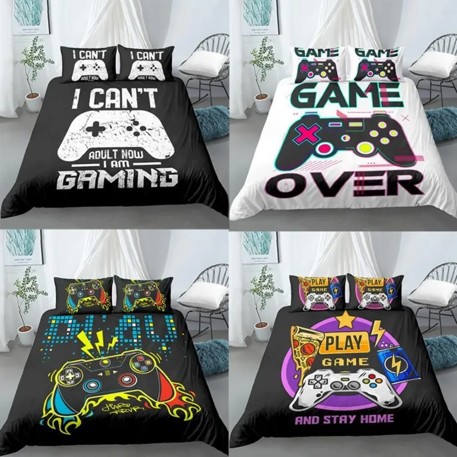 3D Davet Cover Teens Gamer Bedding Set for Kids Boys Girls Bed Gamepad Printed with Pillow Case Hights Us Queen EU Double 2011282W
