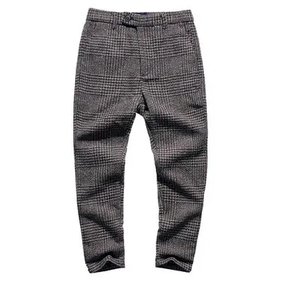 Broek heren casual plaidbroek bruine broek retro herfst tweed casual pant broek trouser slijtage gentleman broek pak mannelijke geruite man broek