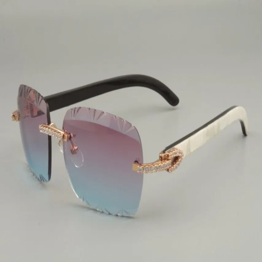 2019 Neue Direct-Engraving-Objektiv hochwertige Diamant-Serie Geschnitzte Sonnenbrille 8300765 reines natürliches gemischtes Horn Blumenhorn 293a