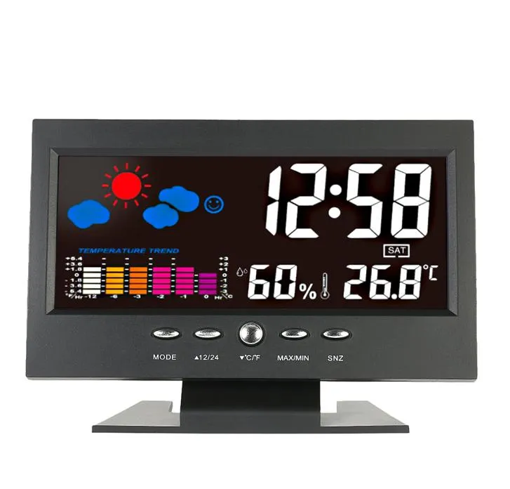 Digital termometer Hygrometer Väderstation Alarmklocka Temperaturmätare Färgglad LCD -kalender ViococeAaktiverad BA7169625