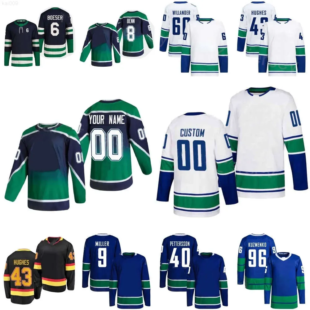 Hockey Jersey Vancouver Elias Pettersson Brock Boeser J.T. Miller Quinn Hughes Andrei Kuzmenko Filip Hronek Nils Hoglander Phillip Di Giuseppe Canucks Conor Garland