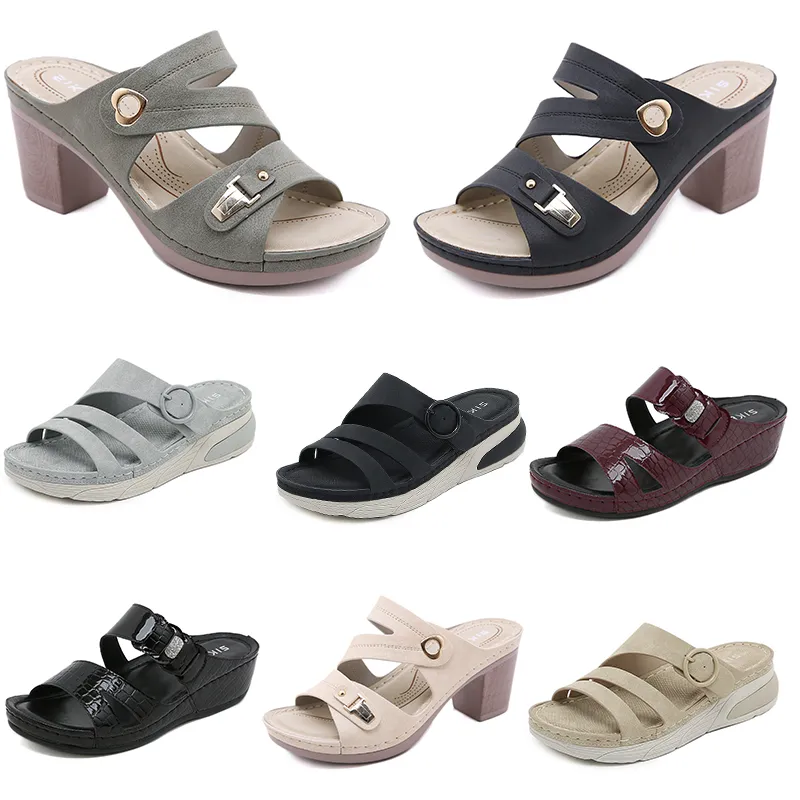 Femmes Sandals Chaussures Summer 2024 Bas talons Mesh Surface Loisure Mom Noir blanc rouge vert grand taille 36-42 O12 GA 92