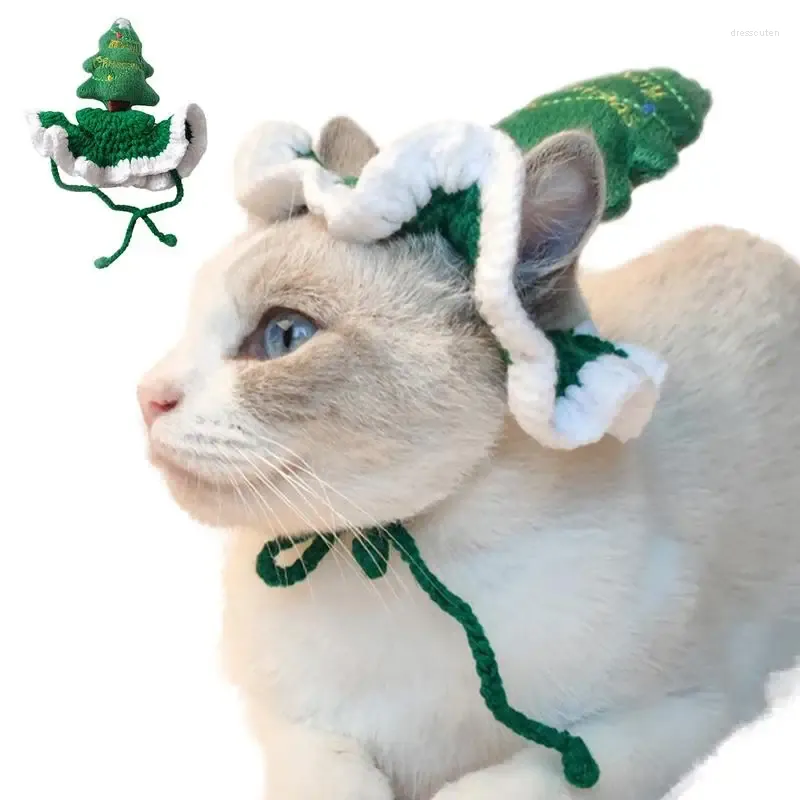 Vêtements pour chiens Chat Chapeau d'arbre de Noël Mignon Tricot pour chats Accessoires de fête Thème d'Halloween pour animaux de compagnie