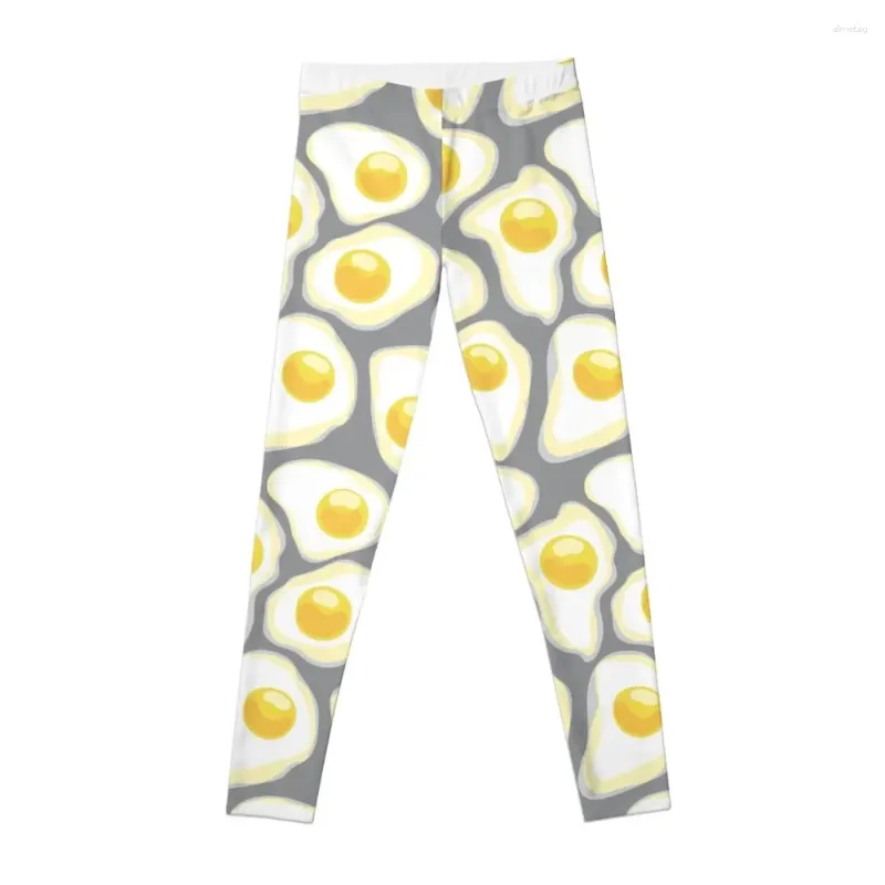 Active Pants Fried Eggs On Gray Background Leggings Sportswear Gym Jogger Leginsy Push Up Womens