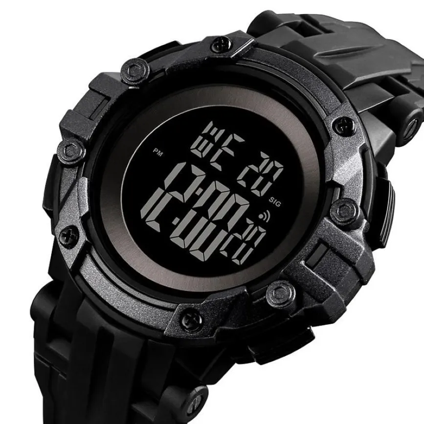 Cyfrowe zegarki czarnych mężczyzn Lumoinous 50m Wodoodporne sportowe budzik szokowy budzik męski elektroniczny zegarek ELOJ HOMBRE 1545 WRIS2165