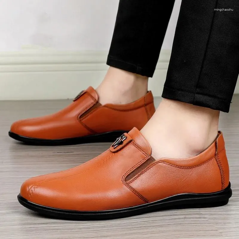 Zapatos informales, mocasines sin cordones, moda De cuero genuino, elegantes Zapatos clásicos De lujo para Hombre, calzado para exteriores De alta calidad