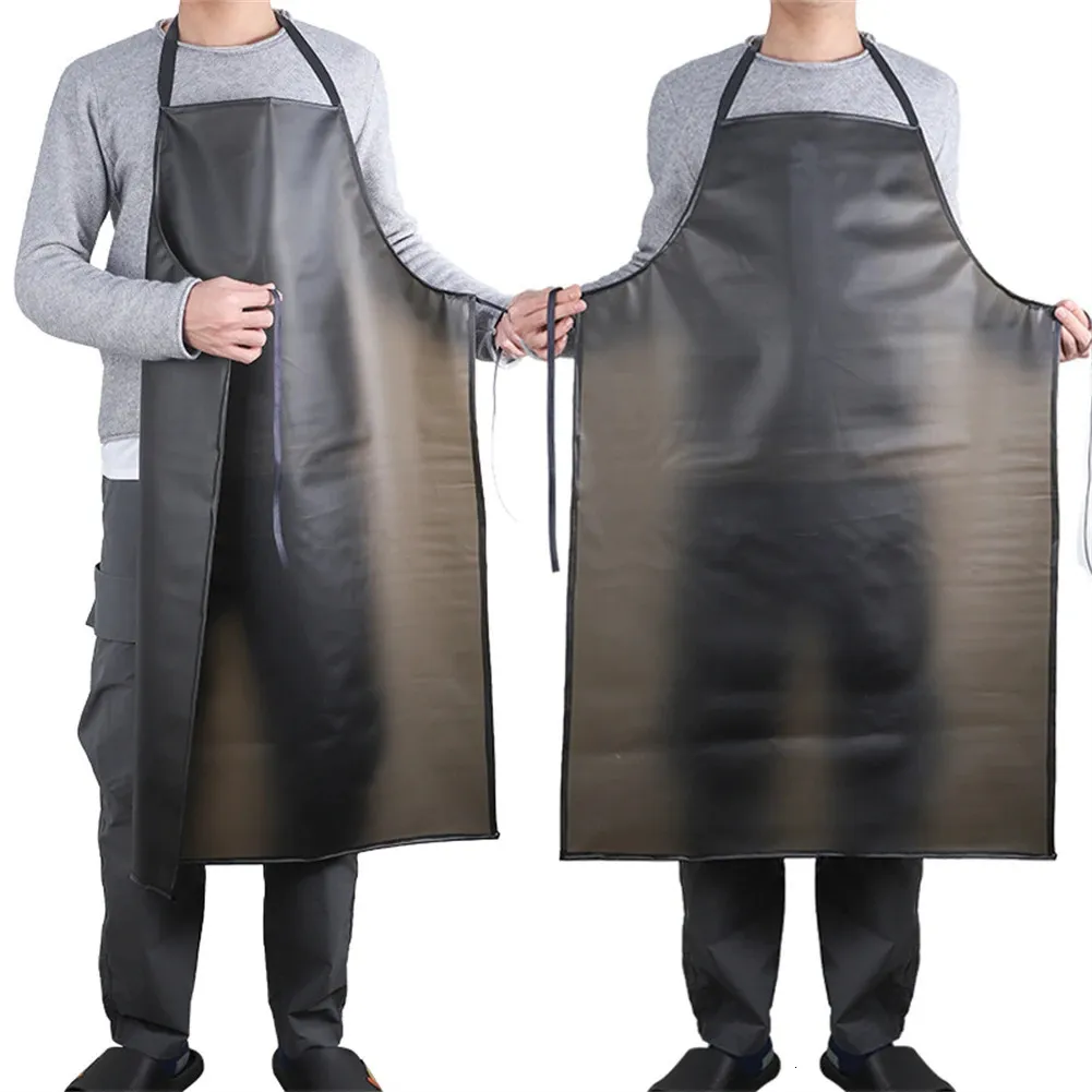 Tablier imperméable à l'huile pour hommes et femmes, travail en PVC noir, boucherie aquatique, Chef alimentaire pour le nettoyage des zones de cuisine, 240227