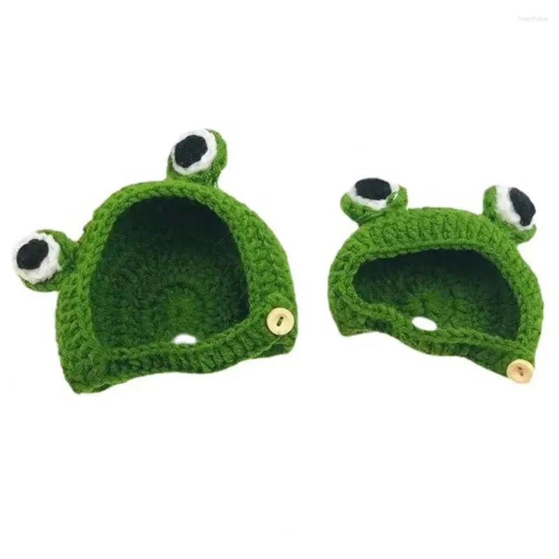 Dog Apparel Hand-knitted Pet Hat 3d Frog Eye Decor Cute Headgear For Autumn Winter Cartoon Cat Supplies Headdress