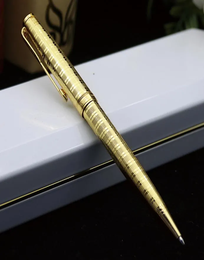 Gold Silver Metal Ballpoint Pen для бизнеса по написанию офисных принадлежностей Подарочная коробка настраивает логотип гравюра Caneta2527629