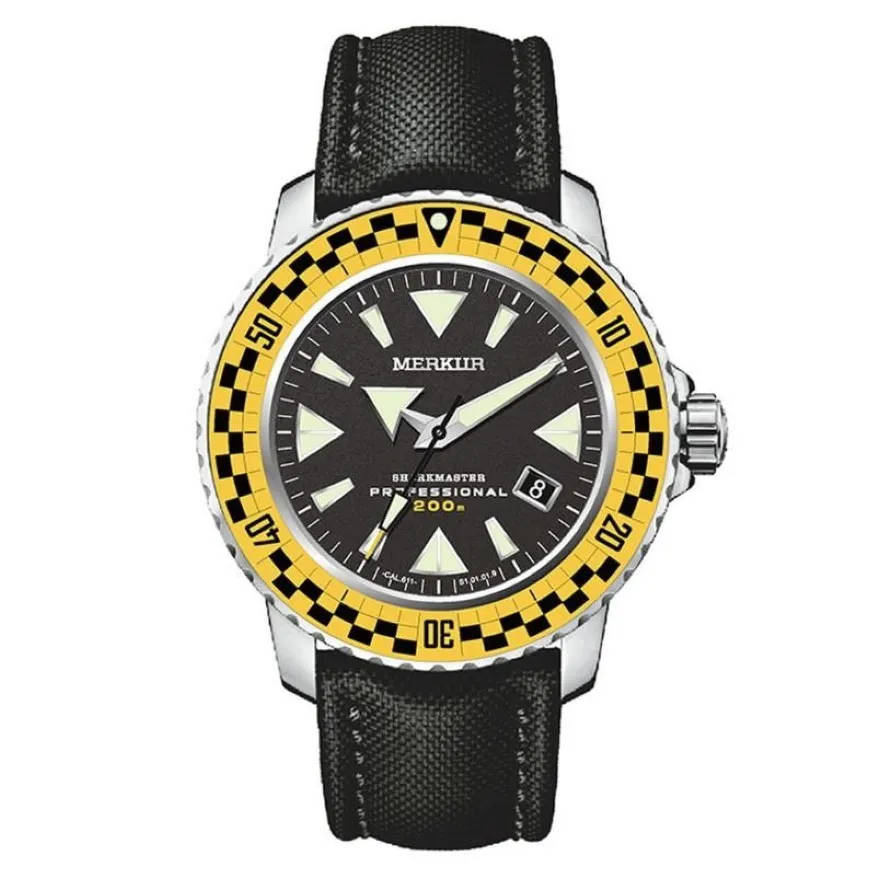 Relojes de pulsera MERKUR Relojes de buceo para hombre Reloj automático militar Reloj de pulsera mecánico deportivo C3 Luminoso 20 bar Zafiro impermeable 240 W