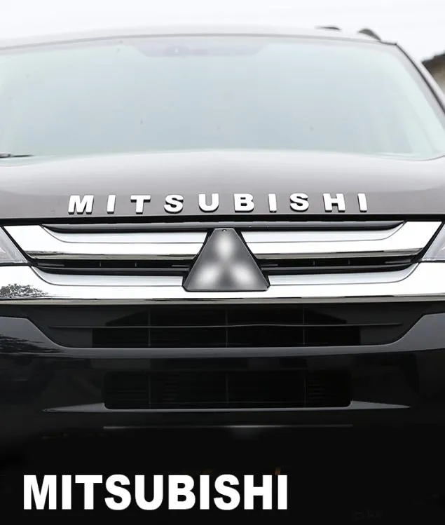 För Mitsubishi Outlander Chrome Car 3D Letters Hood Emblem Logo Badge Car Stickers Styling biltillbehör Wording 3D Letter5721314