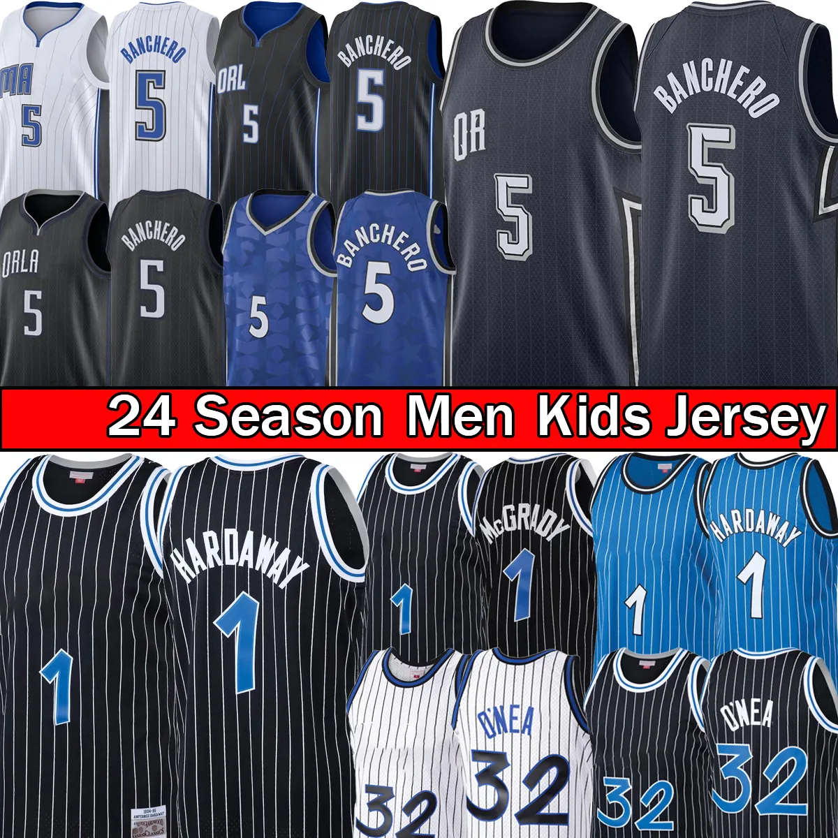 Paolo Banchero Tracy McGrady Basketball Jerseys Penny Hardaway Retro Jersey Men Orlandos Magicsジャージーブラックホワイトユースキッズシティシャツ