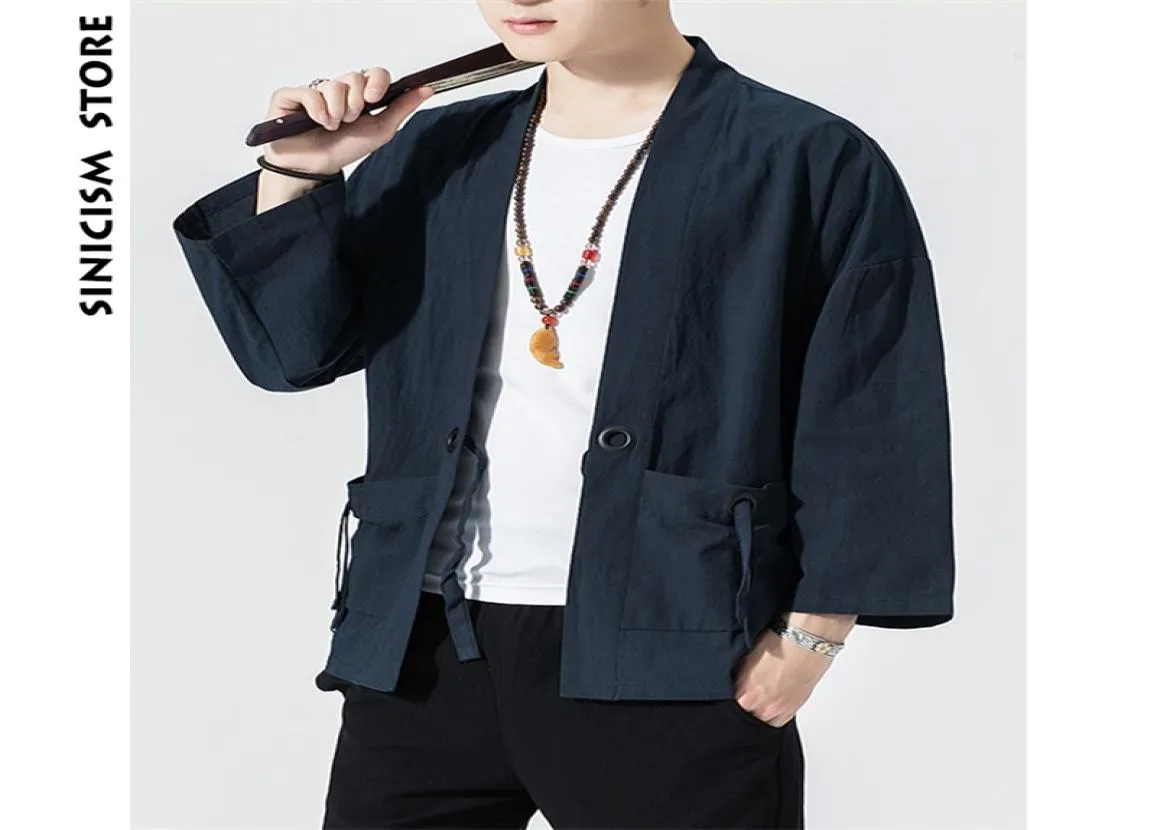 Sincism Store Men Summer Kimono Jackets Japanese Vintage Man Cardigan Coats With Belt Plus Size Mane Jackklor 2011043781566