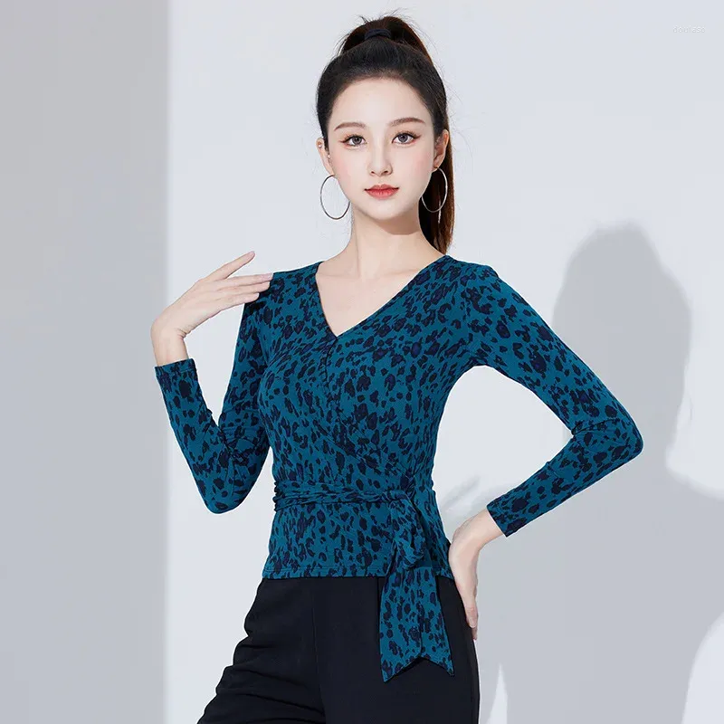 Stage Wear Square Dance Top Female Adult Long Sleeve Latin Clothes Ballroom National Standard Training