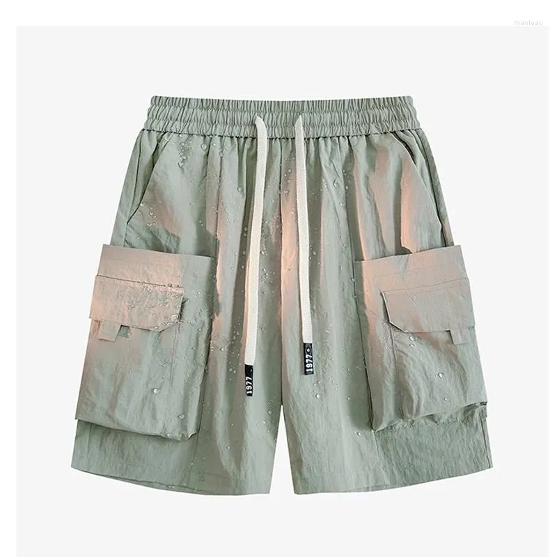 Short en soie glacée pour hommes, séchage rapide, coupe ample, tendance, polyvalent, décontracté, vêtements de travail, imperméable et résistant aux taches pour hommes