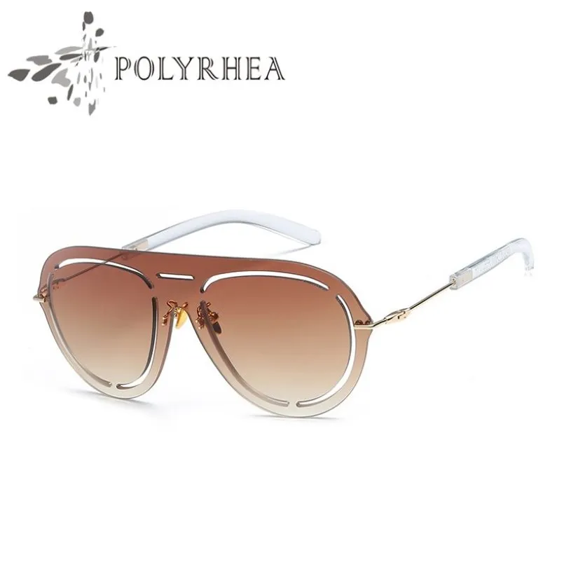 Lunettes de soleil sans cadre, miroir plat, décoration creuse, chaîne de styliste, Logo, mode fête, Style d'été avec boîte 289L