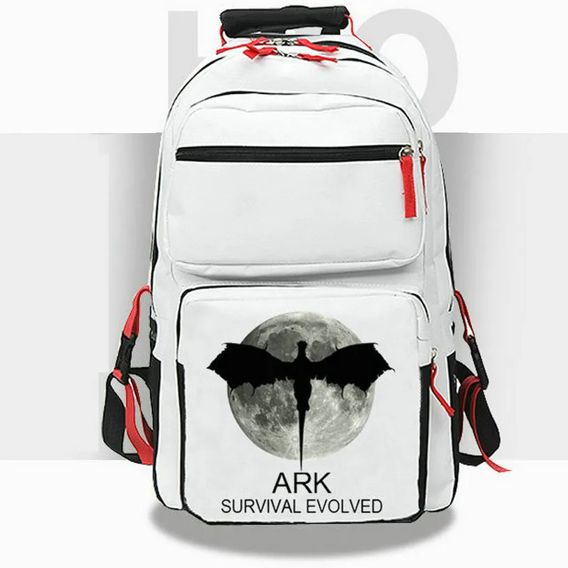 البقاء على قيد الحياة تطورت حقيبة الظهر Ark Daypack Dinosaur School Bag Game Player Print Rucksack Schoolbag Bay Black Color Day Pack