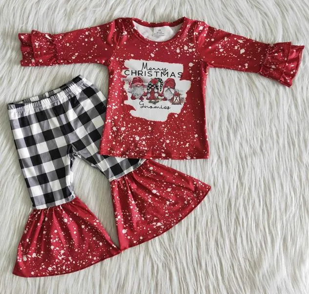 Kleinkind Baby Mädchen Kleidung Boutique Weihnachtsoutifts Kinderkleidung Rüschenoberteil Herbst Winter Kinder Designerkleidung RTS Wholesal1997426