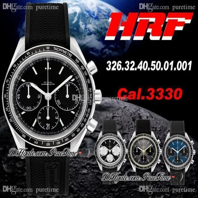 HRF Racing Cal 3330 A3330 automatische chronograaf herenhorloge zwarte textuur wijzerplaat zwart rubberen editie 326 32 40 50 01 001 Pureti306S