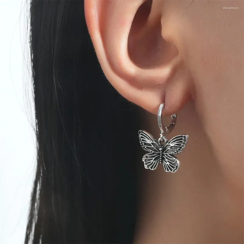 Boucles d'oreilles pendantes LXY-W, Vintage, mode, pendentif papillon en plaque d'argent pour femmes, bijoux mignons, cadeau de fête pour filles, vente en gros, 2024