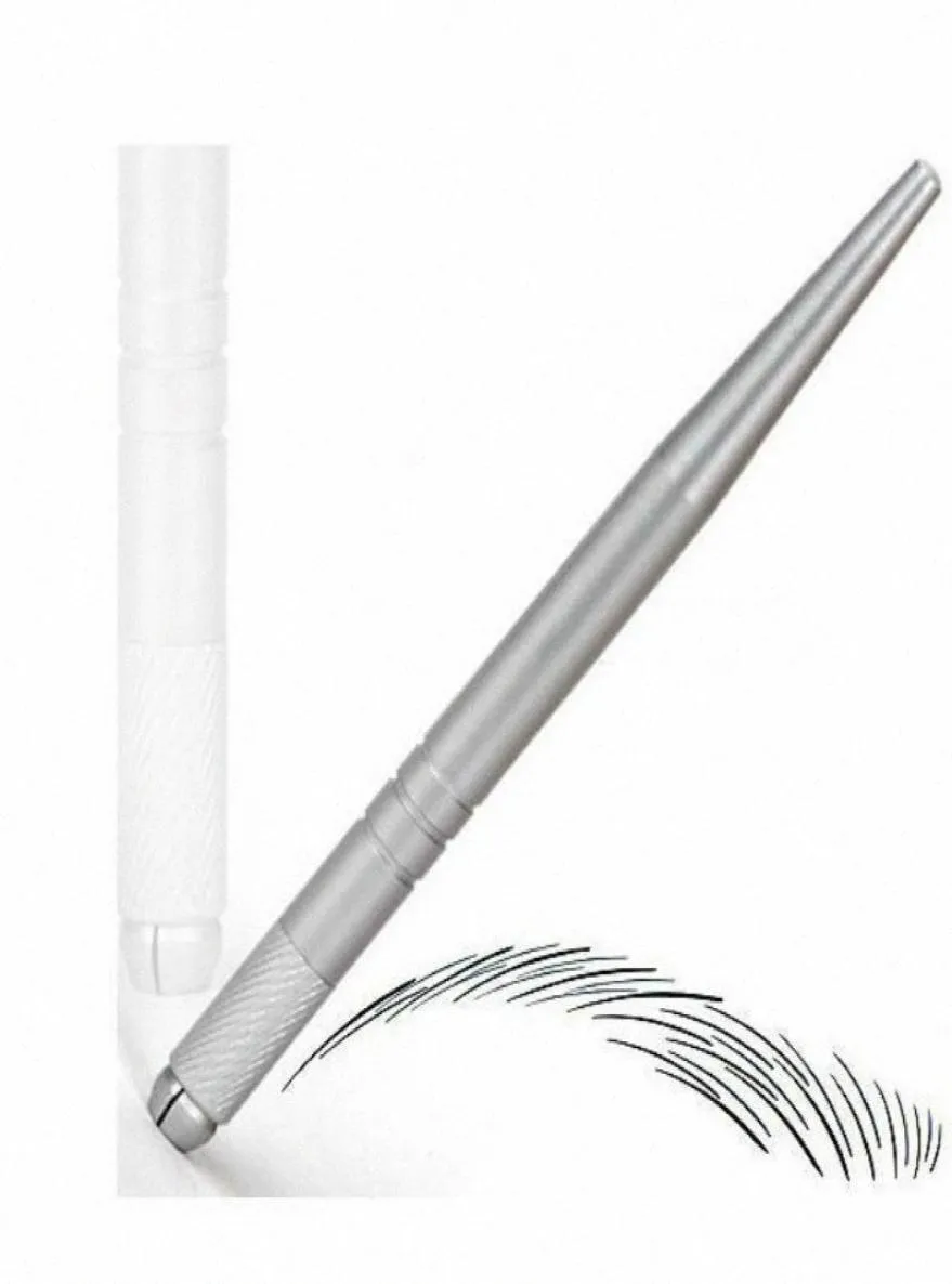 Ny 100st Silver Permanent Makeup Pen 3D broderi Makeup Manual Pen Tattoo Eyebrow Microblade Ki523186420