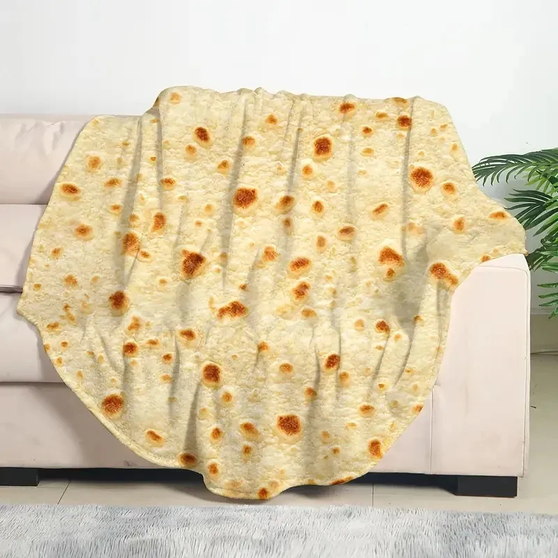 1PC miękkie i ciepłe meksykańskie tortilla druk flanelowy koc do kanapowej sofy biurowe kemping podróżujący 240304