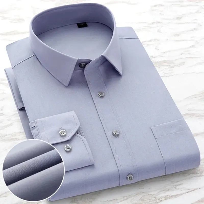 2024プラス大規模S-8XLメンズカジュアルビジネス長袖のシャツクラシック格子縞の縞模様の男性ソーシャルドレス特大シャツ240306