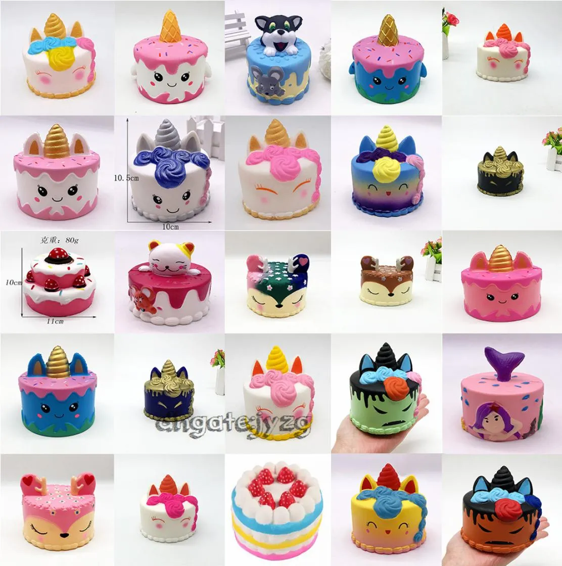 Squishy Cute Pink Cake Toys 11cm Kolorowe kreskówki ciasto ogon ciastka dla dzieci zabawny prezent Squishy Rising Kawaii Squishies1336526