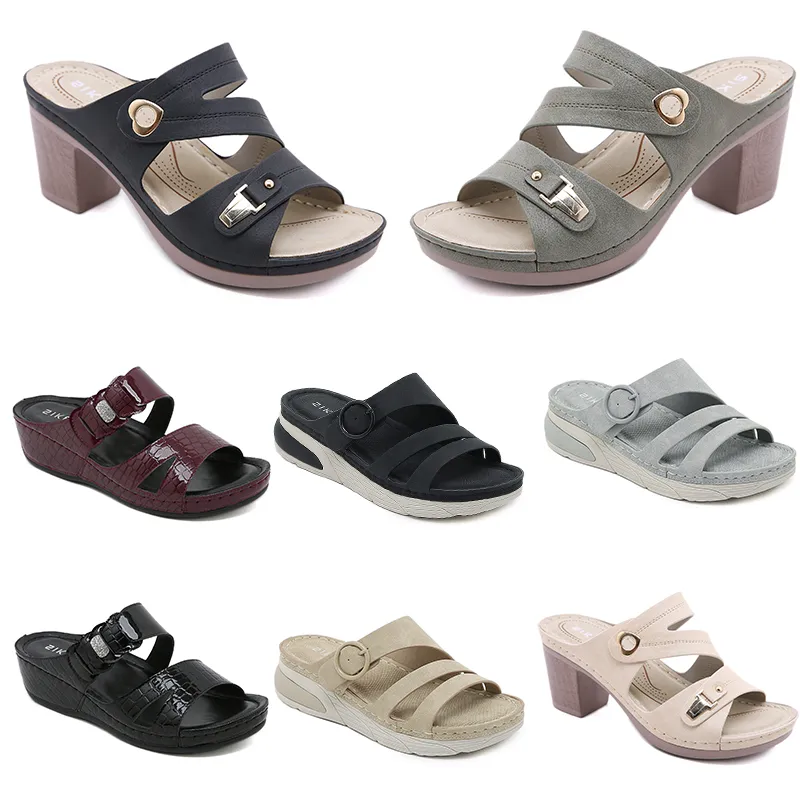 Sandales d'été femmes chaussures bas 2024 talons maille Surface loisirs maman noir blanc rouge vert grande taille 36-42 O16-1 GAI 99 98234
