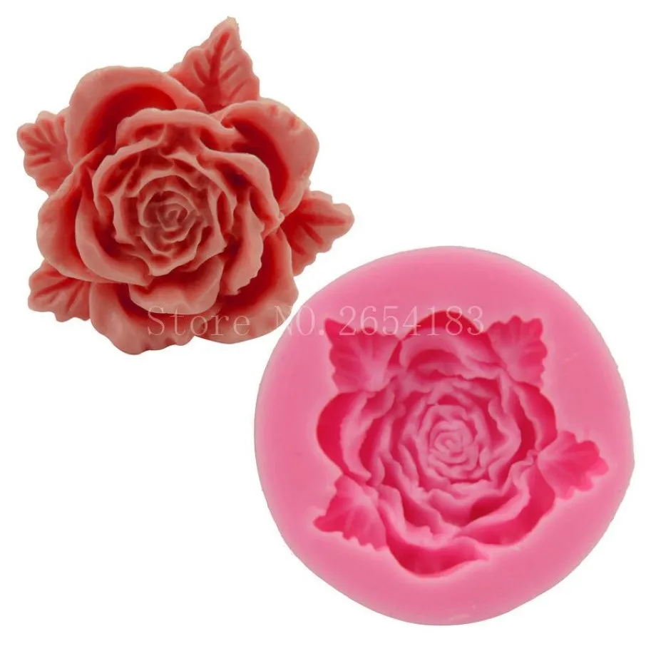 Flower Rose med spets silikon fondant tvål 3D kaka mögel cupcake gelé godis choklad dekoration bakning verktyg mögel fq1970316q