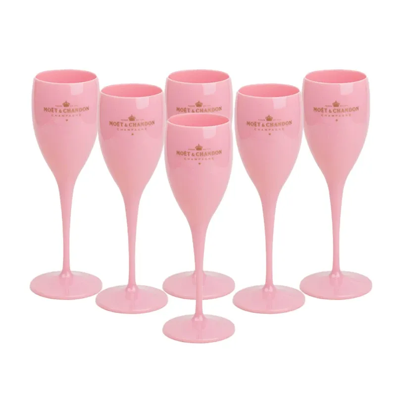 6pcs Wine Party Champagne Coupes Glasses Flutes Acrylic Goblet Trendy Plastic Cups Summer Birthday Present