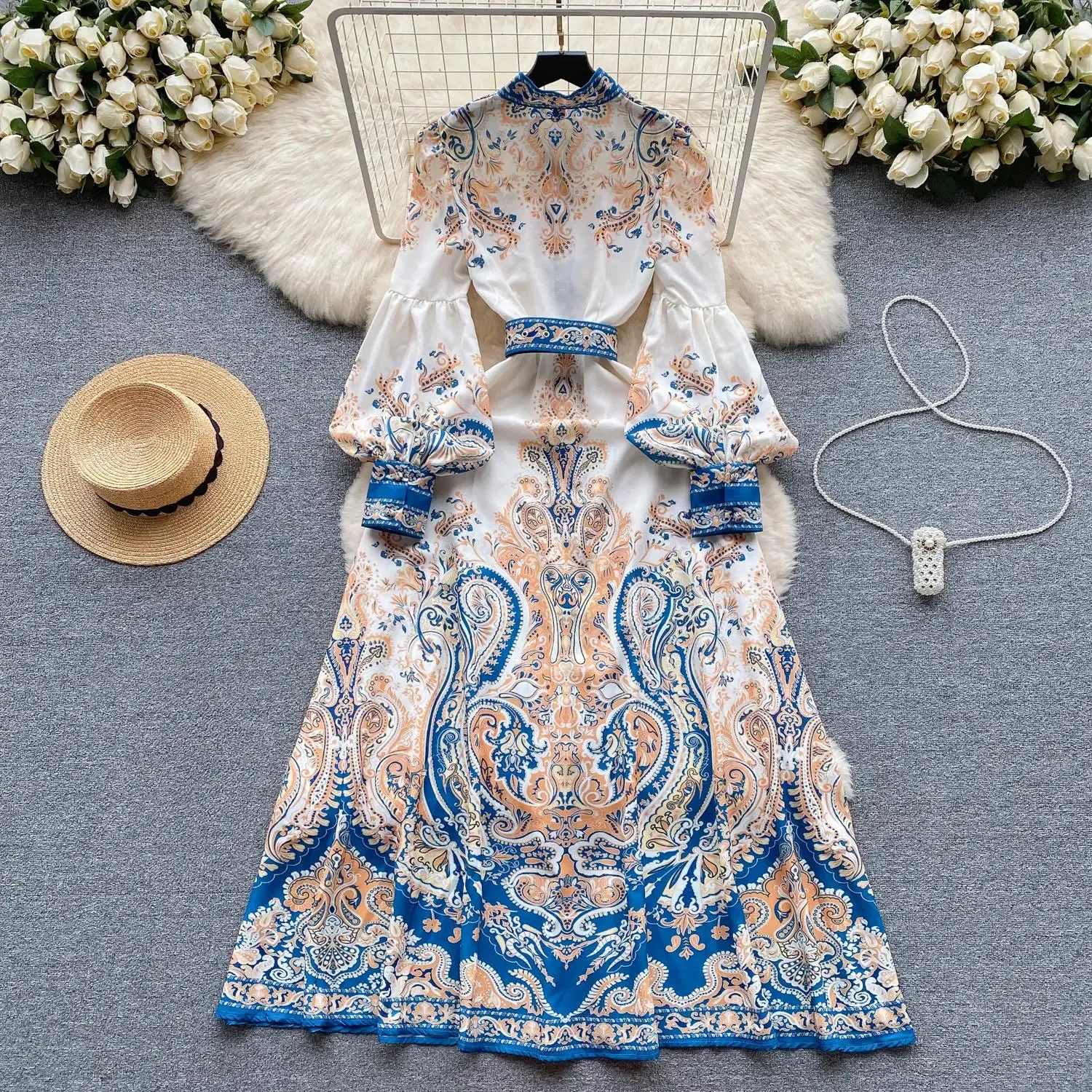 Casual Dresses Fashion Holiday Flower Long Dress Women