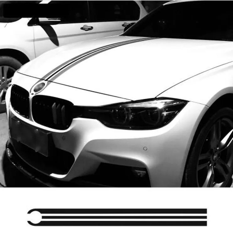CAR HOOD BONNET RACING RANDS LINES DECALS Motor Cover Stickers för BMW E46 E36 E90 F30 F31 F34 E39 E60 F10 F11 F07 G308001429