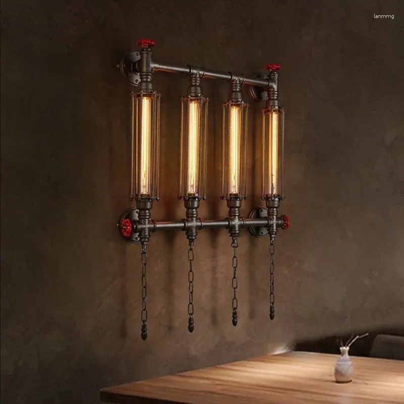 Wall Lamp Nordic Iron Art Retro Cafe Bedroom Restaurant Bar Counter Industrial Style Creative Personality Water Pipe WF1226218