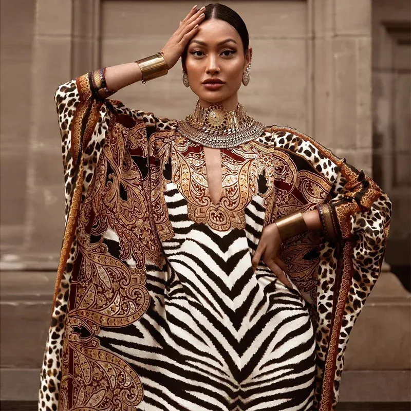 Afrykańskie sukienki dla kobiet Plus Size Zebra Print Dashiki Elegancka Ladies Sukni