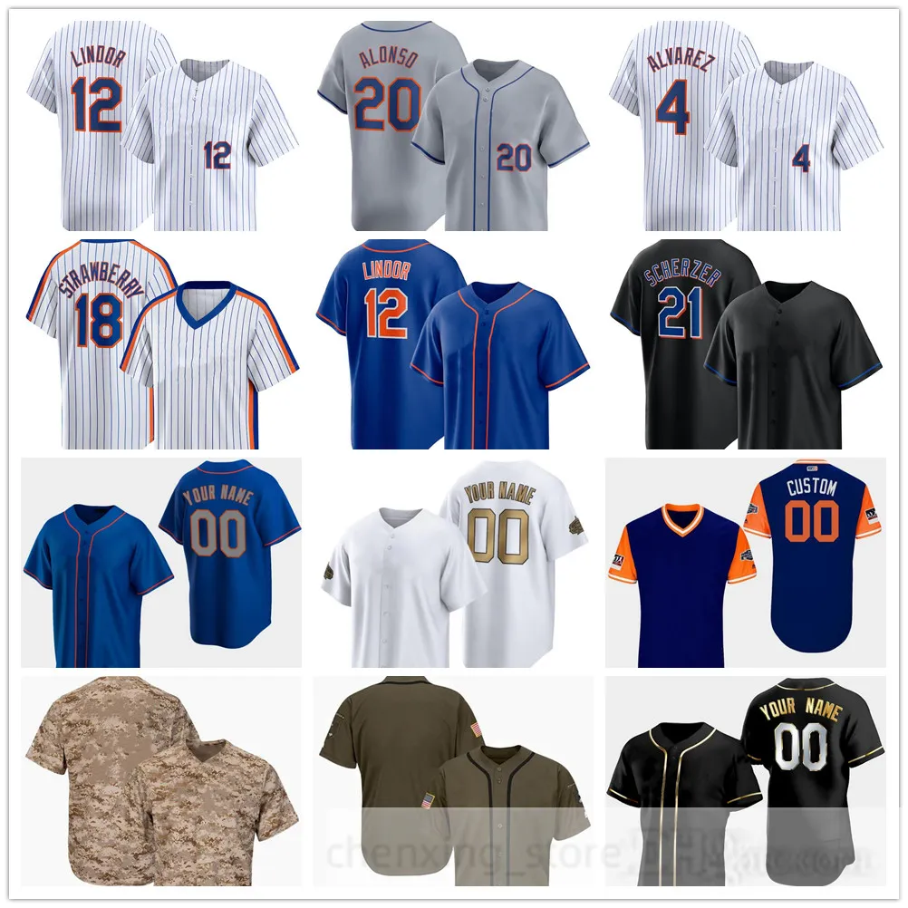 Costurado 2024 Jerseys de Beisebol 18 Darryl Strawberry 41 Tom Seaver 17 Keith Hernandez 30 Michael Conforto 5 David Wright 31 Mike Piazza 12 Francisco Lindor